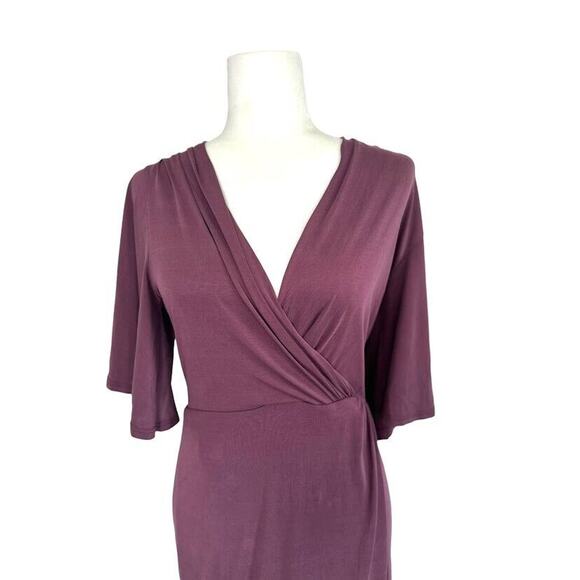 Lulus Dulcet Washed Purple Surplice Midi Dress Knit Tulip Hem Faux Wrap Size S - Picture 3 of 10